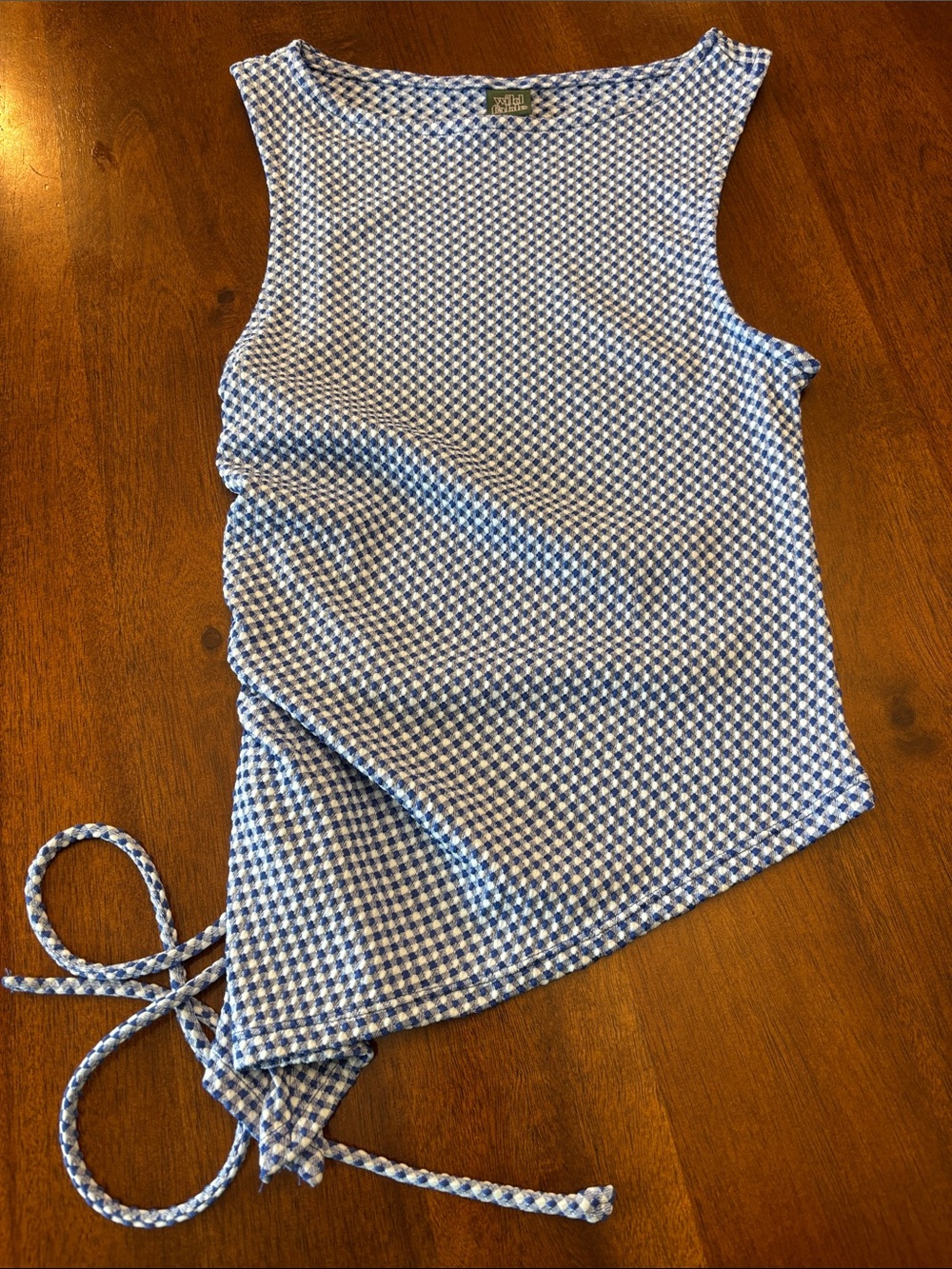 wild fable Blue Gingham Side-Tie Sleeveless Tank